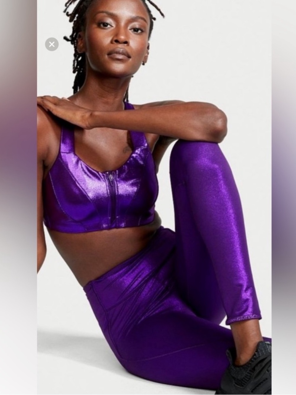 Victoria’s Secret Purple Shiny High-Waist Leggings and top, set , M
